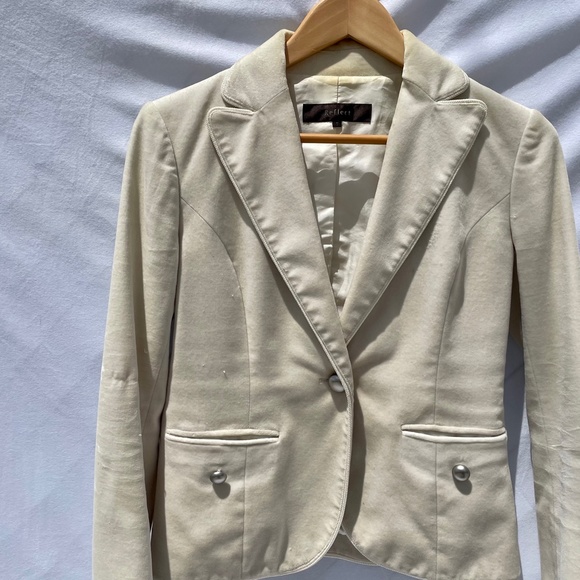Cream Colored Microsuede Blazer - Picture 2 of 3